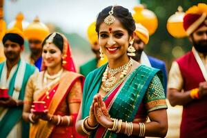 Indien mariage la photographie dans Delhi. généré par ai photo