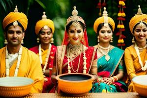 Indien mariage la cérémonie dans Bangalore. généré par ai photo