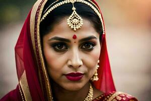 une magnifique Indien femme dans traditionnel tenue. généré par ai photo