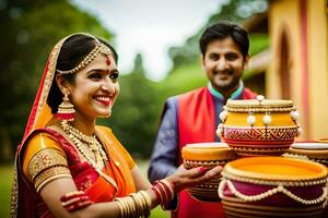 Indien mariage la photographie dans Delhi. généré par ai photo