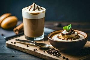 café et la glace crème dans une Coupe. généré par ai photo