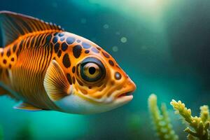 une poisson avec une noir et blanc modèle. généré par ai photo