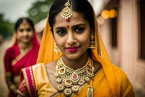 une magnifique Indien femme dans traditionnel tenue. généré par ai photo