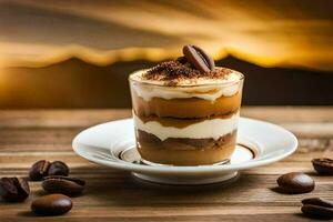 café et dessert dans une verre. généré par ai photo