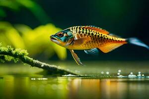 une poisson est nager dans le l'eau. généré par ai photo