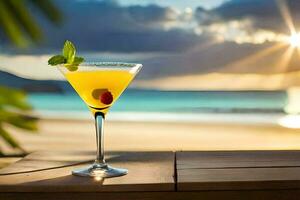 cocktail sur le plage. généré par ai photo