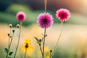 fleurs dans le champ. généré par ai photo