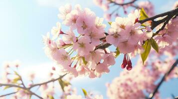 Cerise fleurs une tranquille arbre de fleur beauté et harmonie ai généré photo