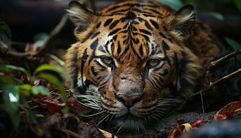 majestueux Bengale tigre, féroce et beau, regarder dans le sauvage généré par ai photo