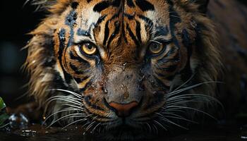 majestueux tigre, féroce regard, sauvage beauté, la nature captivant chef-d'oeuvre généré par ai photo