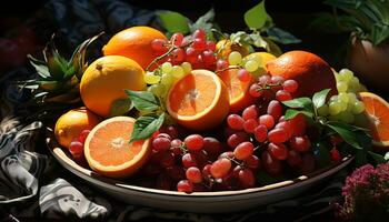 fraîcheur de la nature prime vibrant agrumes des fruits, en bonne santé alimentaire, biologique généré par ai photo