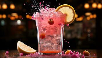 rafraîchissant cocktail avec glace, fruit, et agrumes les saveurs à le bar généré par ai photo