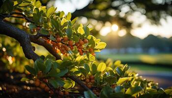 la nature beauté feuille, arbre, été, usine, vert, fraîcheur, bifurquer, saison généré par ai photo