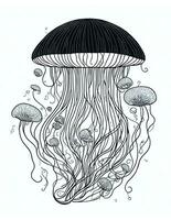 méduse dans le mer élégant coloration livre pour des gamins ou adultes photo