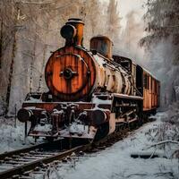 ancien vapeur locomotive génératif ai photo