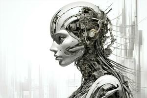 cyborg femme futuriste intelligence robotique travail La technologie science gens cybernétique artificiel esprit affaires photo