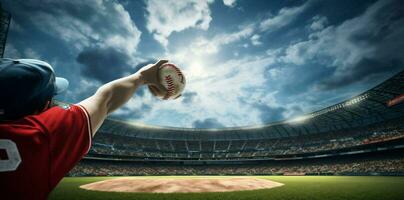 enfant homme arène champ stade base-ball en jouant base-ball sport Jeu équipe athlète la personne Balle photo