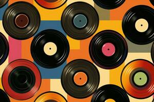 du son conception vinyle fête record ancien rétro texture musical modèle sans couture disco photo