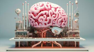 abstrait La technologie concept artificiel numérique la créativité néon science cerveau rose intelligence photo