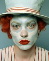 cirque homme art rouge mime ventilateur portrait Humain Couleur peindre pitre visage photo