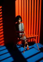 femme chaise mur conception moderne intérieur photo