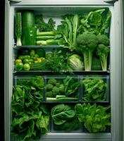 en bonne santé biologique brocoli concombres vert Frais réfrigérateur frigo régime nourriture végétarien cuisine photo