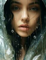 femme blanc nettoyer beauté portrait visage pluie lèvres se soucier l'eau peau photo