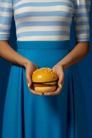 femme main Hamburger Burger photo