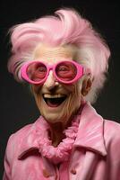 femme content vieux rose Sénior photo