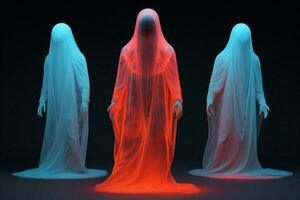 fantôme blanc foncé Halloween effrayant costume néon peur nuit horreur photo