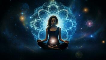 énergie rêver méditer lotus silhouette Zen univers yoga science spiritualité espace étoile photo