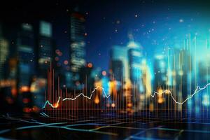 financier Stock marché graphique sur La technologie abstrait Contexte représenter Stock marché financier une analyse sur dirigé, financier Stock marché graphique sur La technologie abstrait arrière-plan, ai généré photo