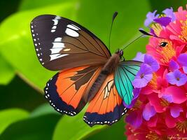 papillon sur fleurs. génératif ai photo