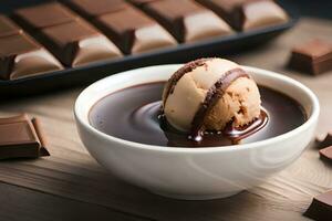 Chocolat la glace crème avec Chocolat barres. généré par ai photo
