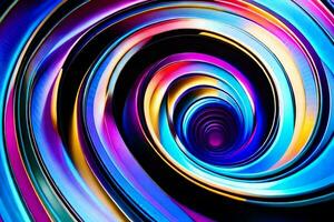 une coloré spirale avec une noir Contexte. généré par ai photo