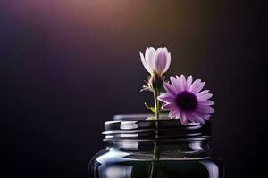 violet fleur dans une verre pot. généré par ai photo