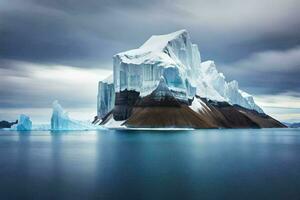 un iceberg dans le milieu de une corps de l'eau. généré par ai photo