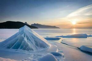 icebergs sur le lac. généré par ai photo