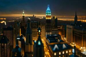 le ville est allumé en haut à nuit avec lumières sur. généré par ai photo