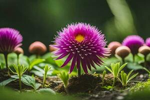 violet fleurs dans le jardin. généré par ai photo