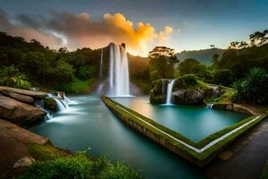 le cascade dans le milieu de le bassin. généré par ai photo