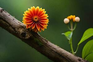 une fleur sur une branche. généré par ai photo