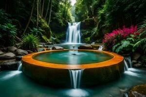 cascade dans le jungle. généré par ai photo