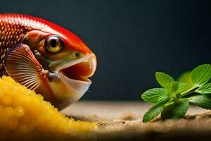 une poisson avec ses bouche ouvert et ses bouche ouvert. généré par ai photo