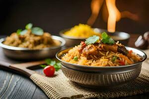 Indien nourriture dans le cuisine. généré par ai photo