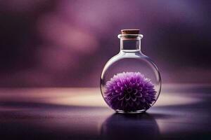 violet fleur dans une bouteille. généré par ai photo