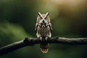 hibou sur une branche. généré par ai photo