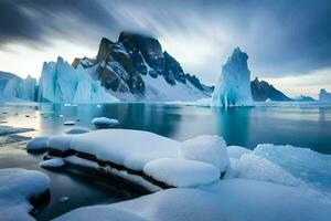 le icebergs sont couvert dans neige et glace. généré par ai photo