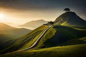 le route à le Soleil. généré par ai photo