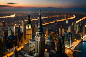 le ville de Nouveau york est vu de au-dessus de. généré par ai photo